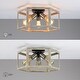 preview thumbnail 5 of 8, 15 in. 3-Light Wood Tone Modern Farmhouse Semi-Flush Mount Ceiling Light - 15"W