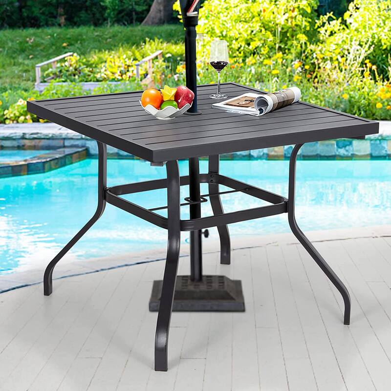 AECOJOY Metal Patio Dining Table ,Weather-Resistant Table