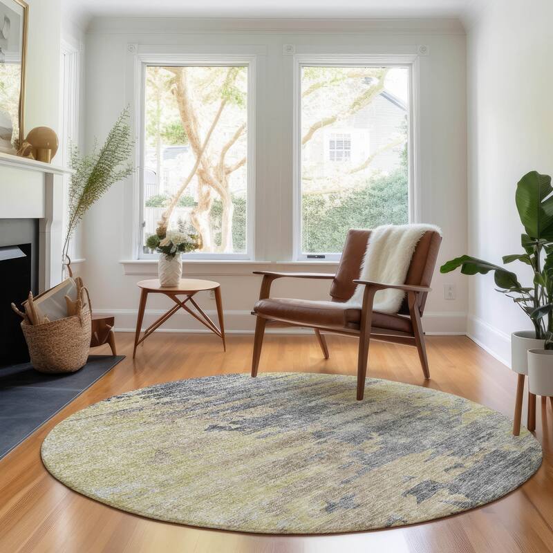 Premium Washable Super Soft Abstract Prints Mayfield Rug - Pewter - 8' x 8'