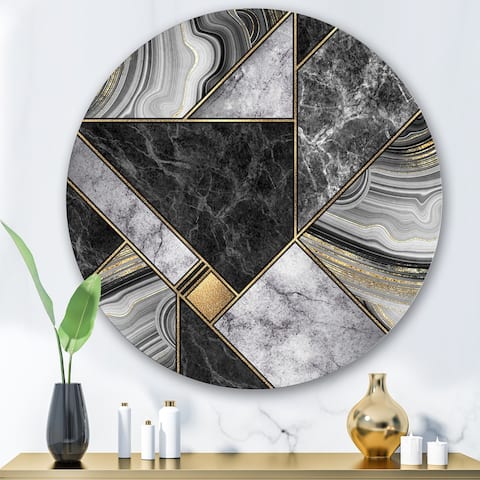 Designart 'Marble Granite Agate With Touches Of Gold' Modern Metal Circle Wall Art