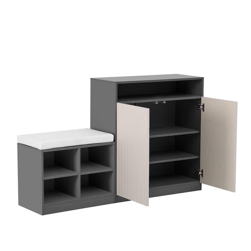 Rossetta Functional Entryway Shoe Cabinet with Removeble Cushion and Adjustable Shelves