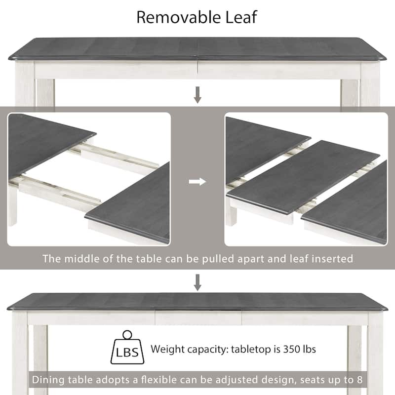 70" Dining Table Set with Extendable Table and 6 Upholstered Chairs
