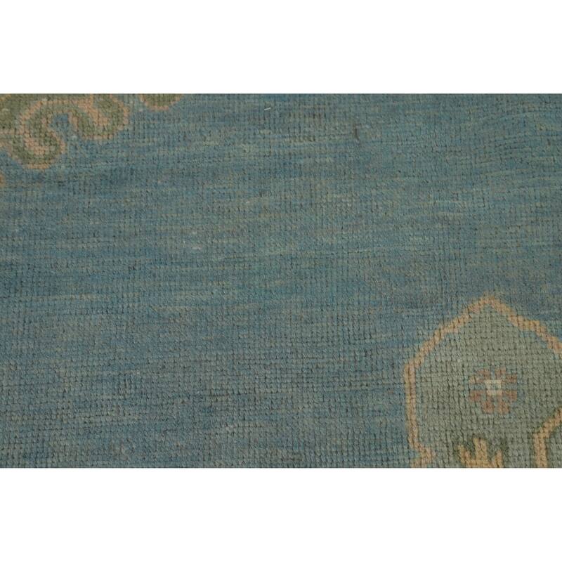 Hand Knotted Oriental 100% Wool Carpet Transitional Medallion Navy Blue & Blues Oushak Area Rug - 11' 11'' X 9' 2''