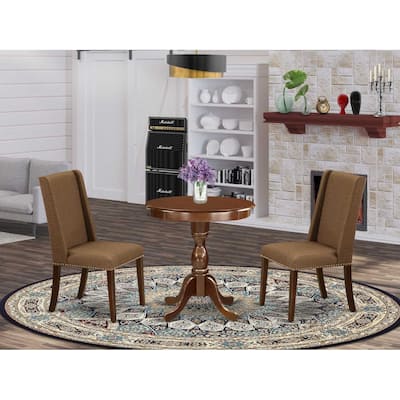 3-Piece Mahogany Finish Solid Wood Top - Dining Room Set - Seats 4