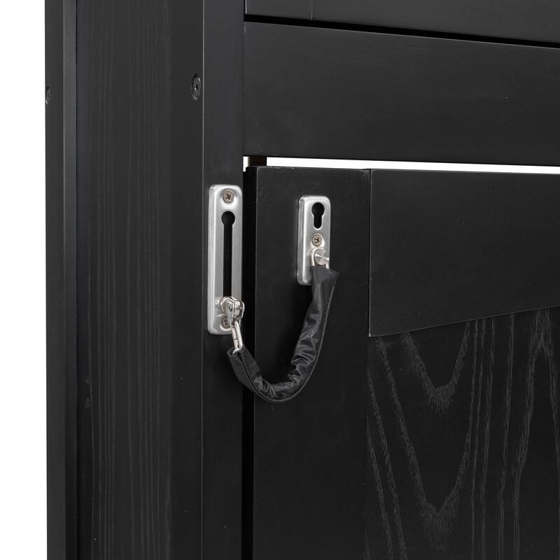 Full Size Murphy Bed with Storage Cabinets, Black