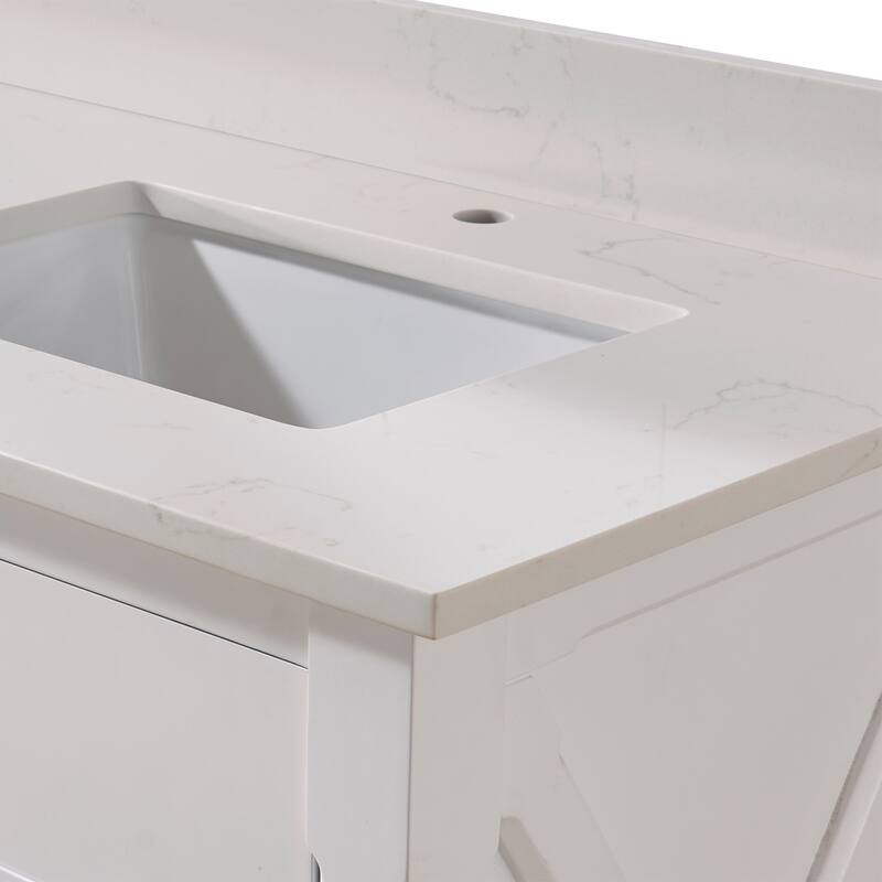 Altair 73 in. Engineered stone Vanity Top in Milano White with White Sink without Vanity