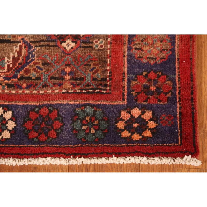 Red Hamedan Persian Vintage Rug Handmade Wool Carpet - 4'1" x 7'1"