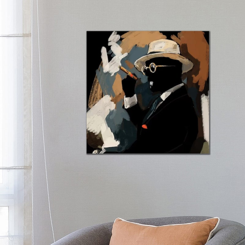 iCanvas "Cigar Lounge In Black" by Sunflowerman Canvas Print - 26x26x1.5