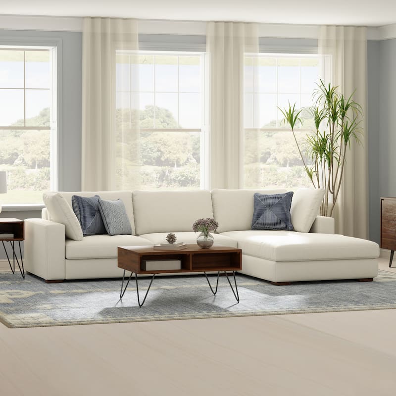WYNDENHALL Roscoe Right-Facing Sectional in Tightly Woven Performance Fabric - Cream