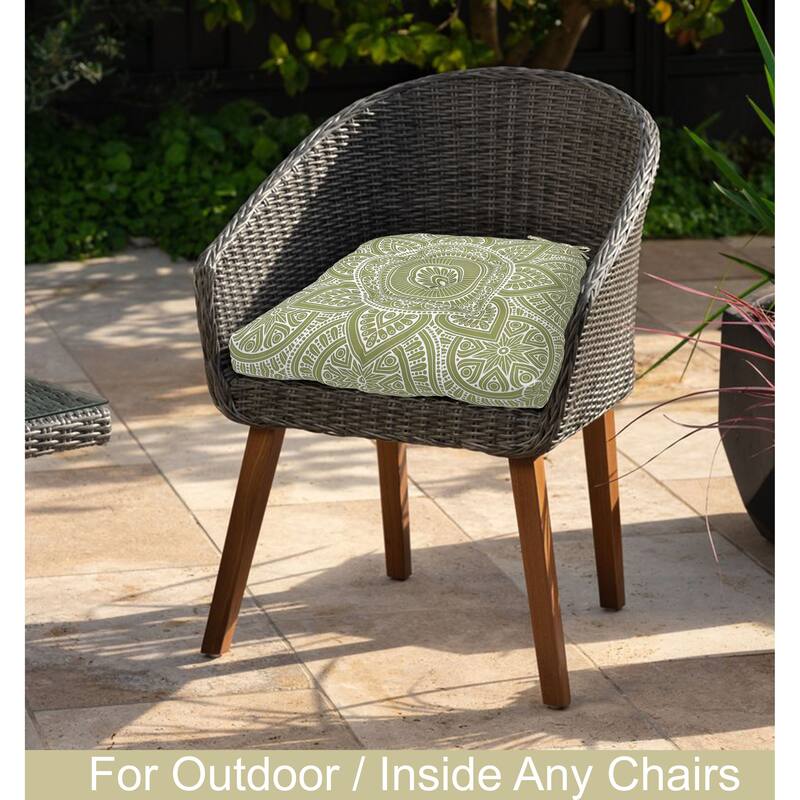 Waterproof Indoor Outdoor Chair Seat Pads Cushion – 19x19 Inches with ties | Set of 2 - Sage