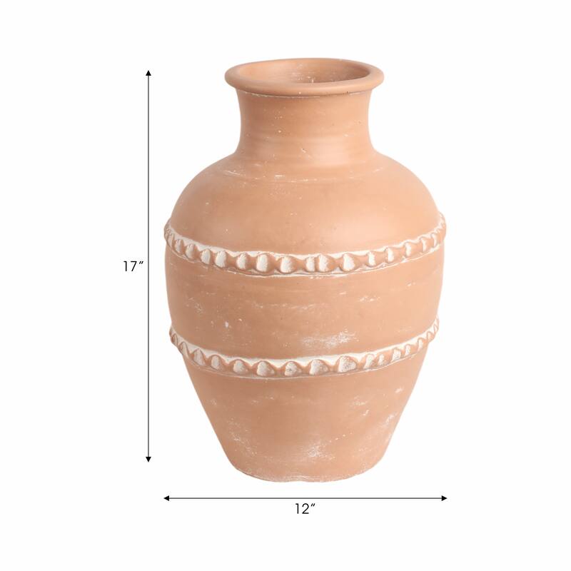 Pottery Terracotta Vase Artisan Style Traditional Classic Silhouette