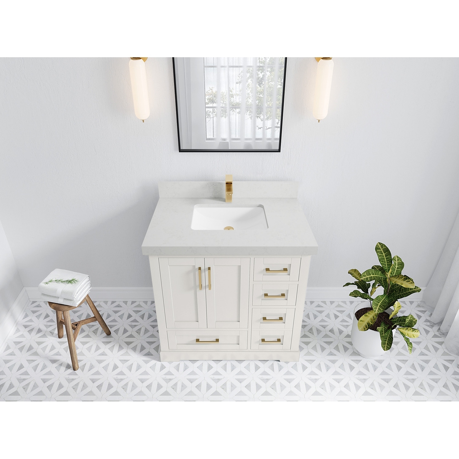 Willow Collections 36 in. W x 22 in. D Boston Center Left Offset Sink Bathroom Vanity With Counter top