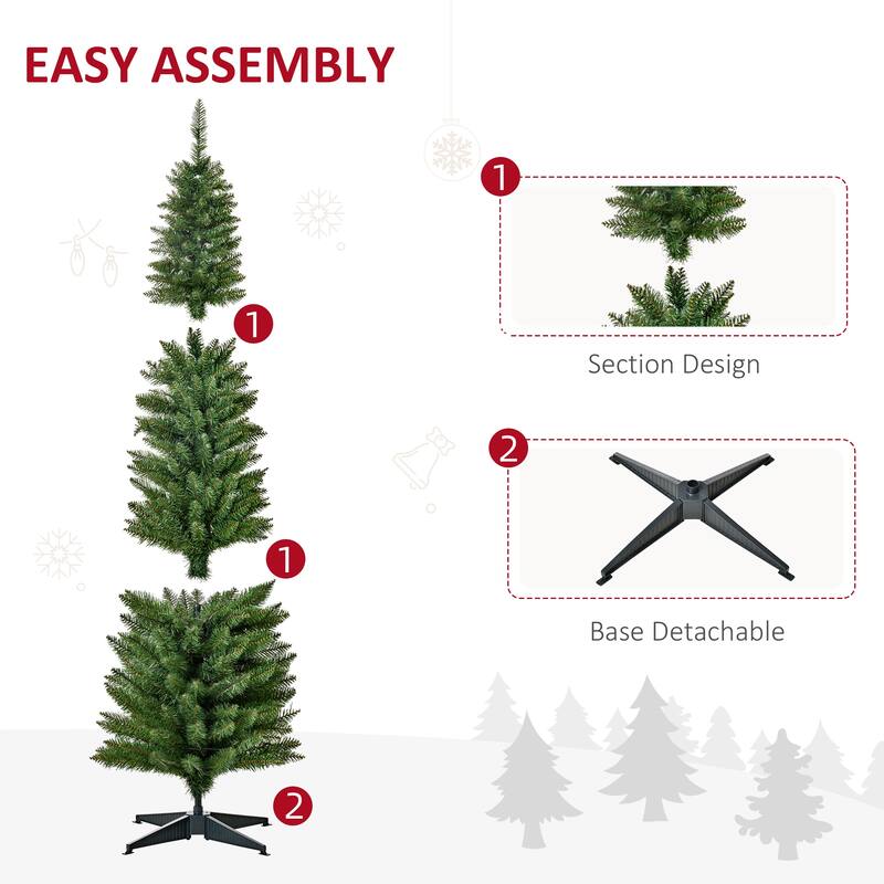 HOMCOM 6' Slim Christmas Tree with Lights, Prelit Christmas Tree with Stand
