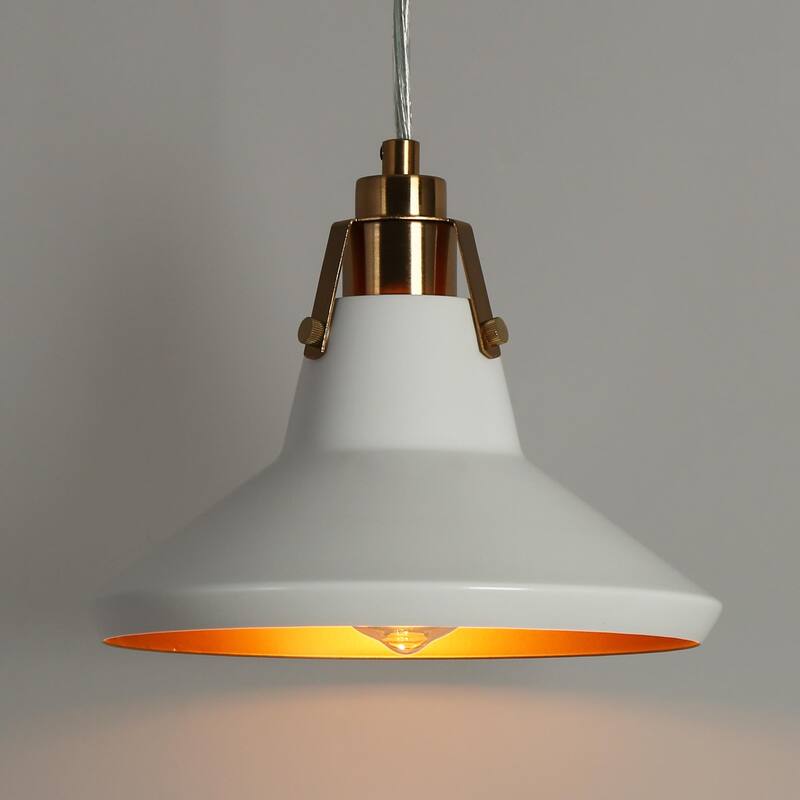 1Light Modern Elegant White Gold Metal Kitchen Island Light Height