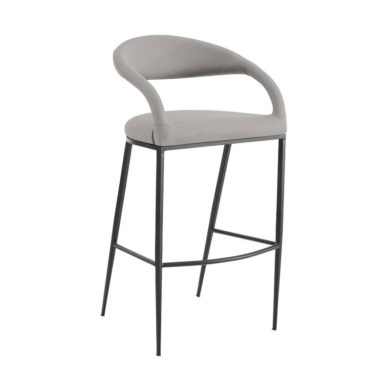 Monie Counter Stool Chair, Floating Back, Light Gray Faux Leather