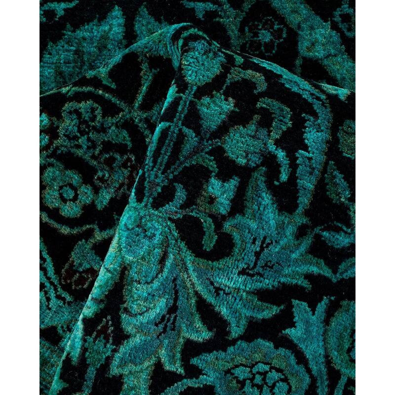 Overton Hand Knotted Wool Vintage Inspired Modern Contemporary Overdyed Blue Area Rug - 2' 7" x 4' 4"