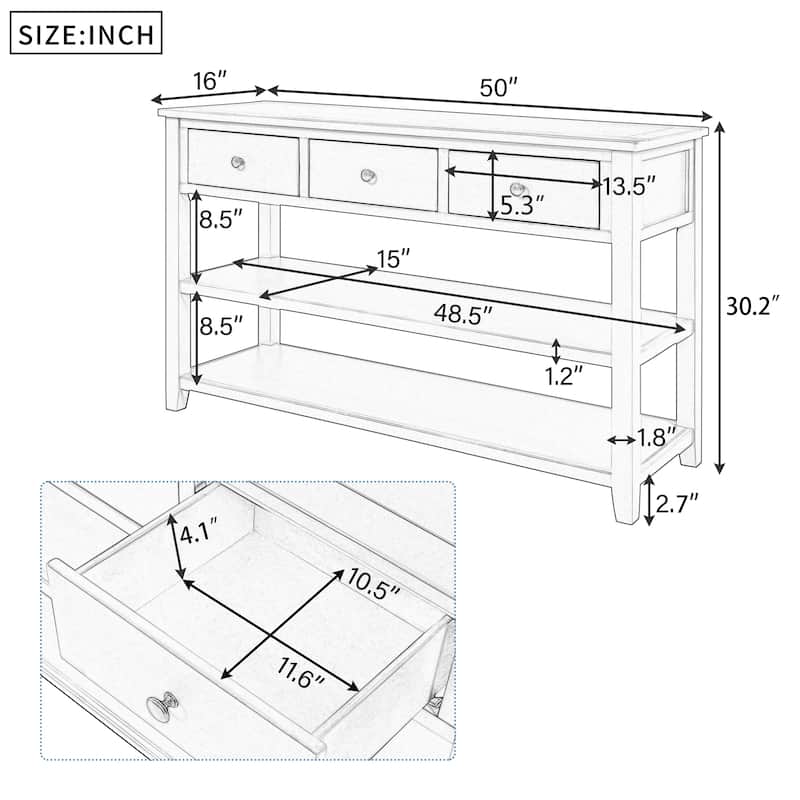Console Table with Open Shelves