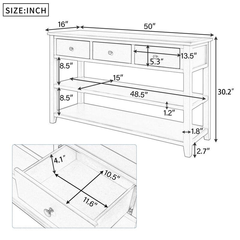 Console Table with Two Open Shelves