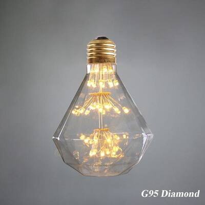 G80 G95 Retro Starry Sky Dimmable led Bulb 3W 2200K E27 220V Wine Bottle Decorative Lightbulb Lamp Lampada Led Diamond - Medium