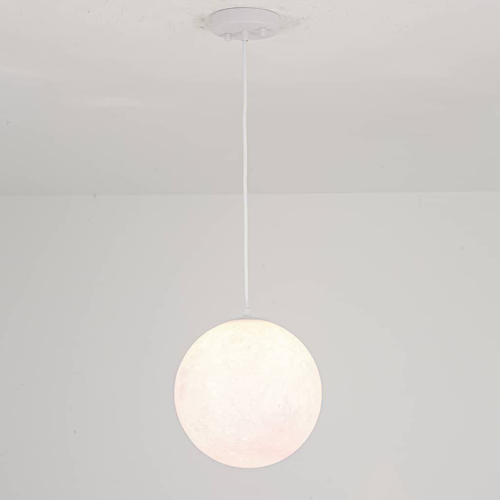1-Light Modern 3D Printed Moon White Pendant Light for Kids' Room - 9.8 in. W x 9.8 in. H
