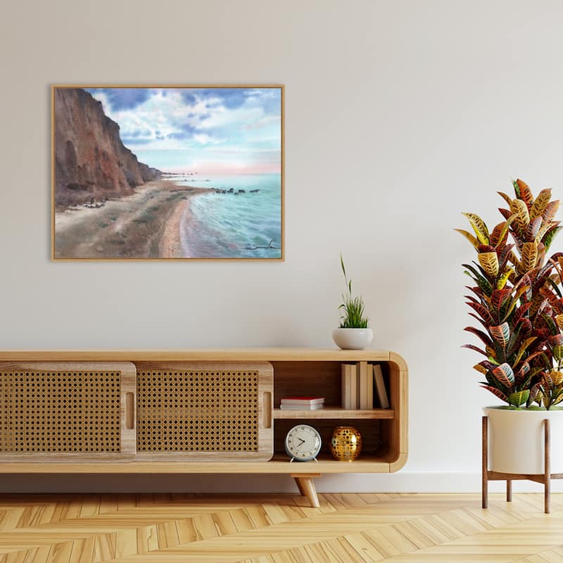 Tropical Wild Beach by Samira Yanushkova Framed Canvas Wall Art Print - Sylvie Natural