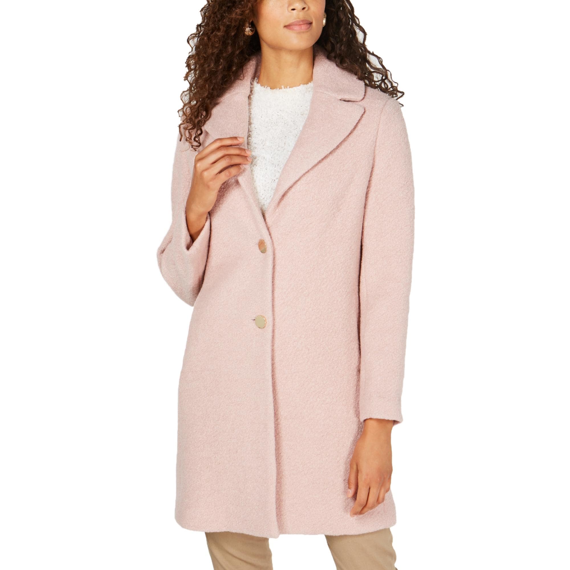 Tahari Tessa Women’s Boucle Wool Blend A-Line Topper Coat