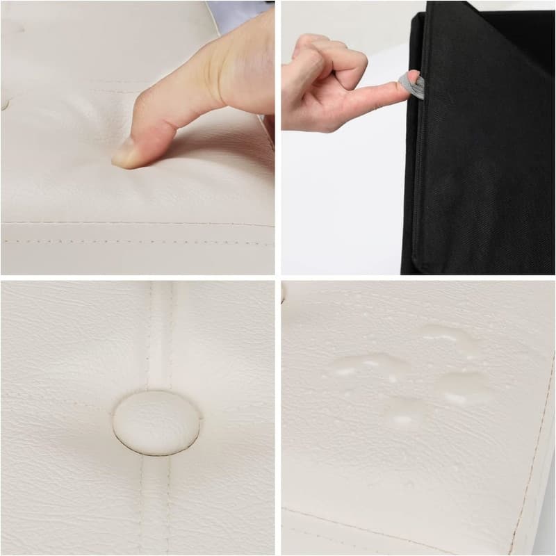 2PC Storage Ottoman Folding Foot Rest Stool