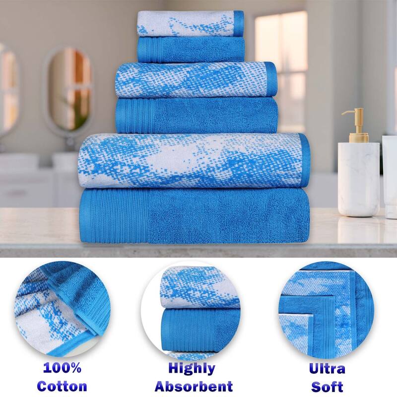 Superior Cotton Quick-Drying Solid and Marble 8 Piece Towel Set