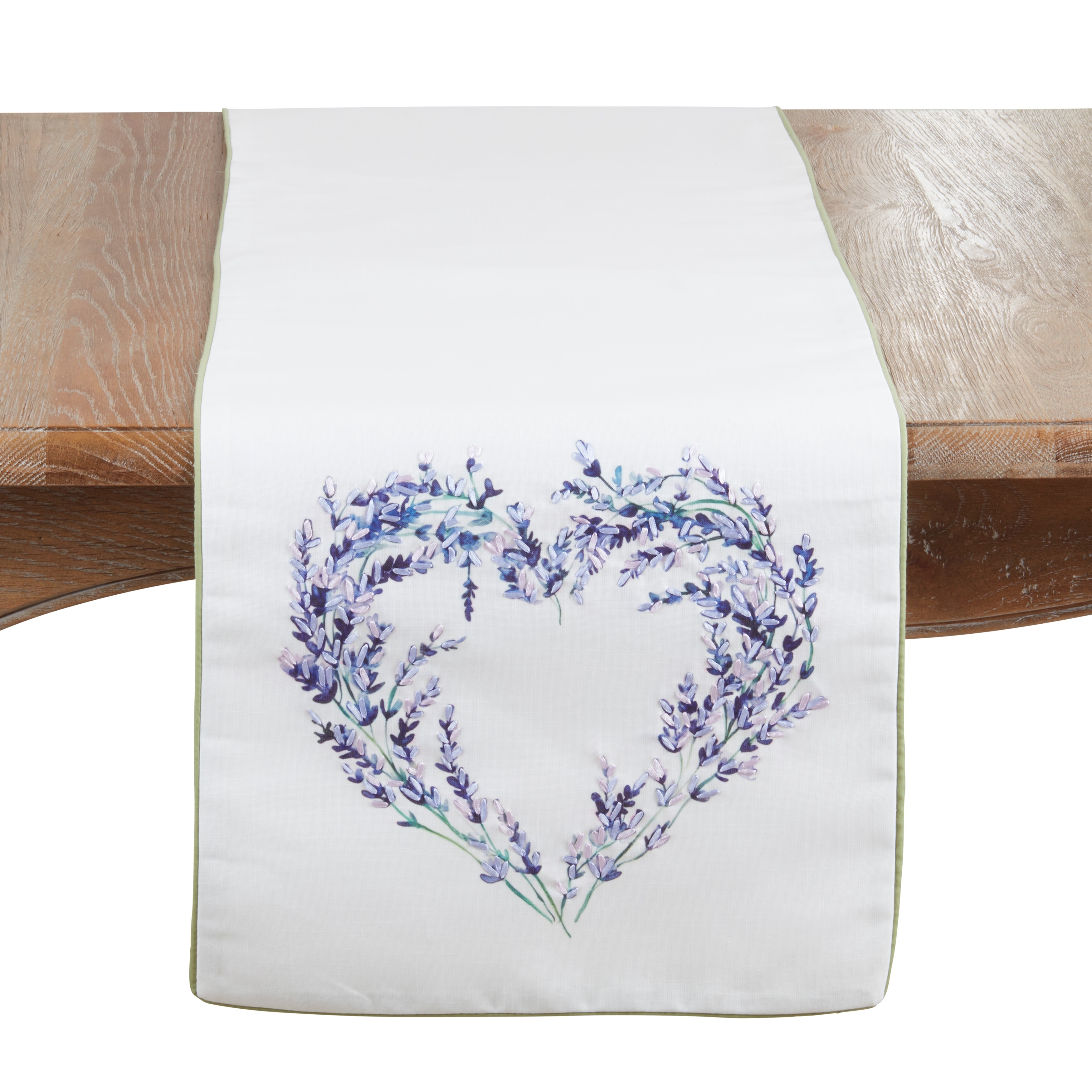 Lavender Heart Print Table Runner - Decorative Non-Reversible Lined Table Runner for Spring, Valentine's Day & Everyday, 16"x72"