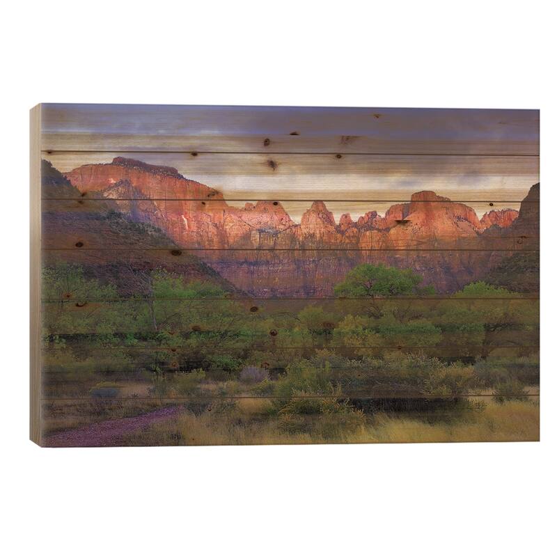 Towers Of The Virgin, Zion National Park, Utah Print On Wood by Tim Fitzharris - Multi-Color - 18x26x1.5