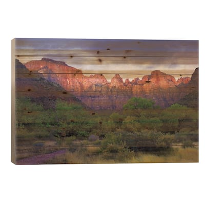 Towers Of The Virgin, Zion National Park, Utah Print On Wood by Tim Fitzharris - Multi-Color