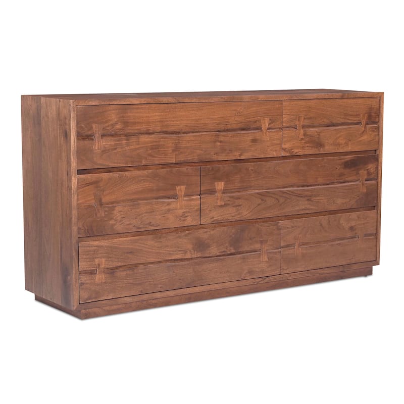 NADAAL STUDIOS Sterling Dresser, Six Drawer Solid Acacia with Live Edge and Butterfly Joinery, Brown