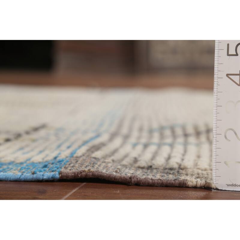 Striped Geometric Moroccan Area Rug Hand-Knotted Wool Carpet - 5'9"x 10'0"