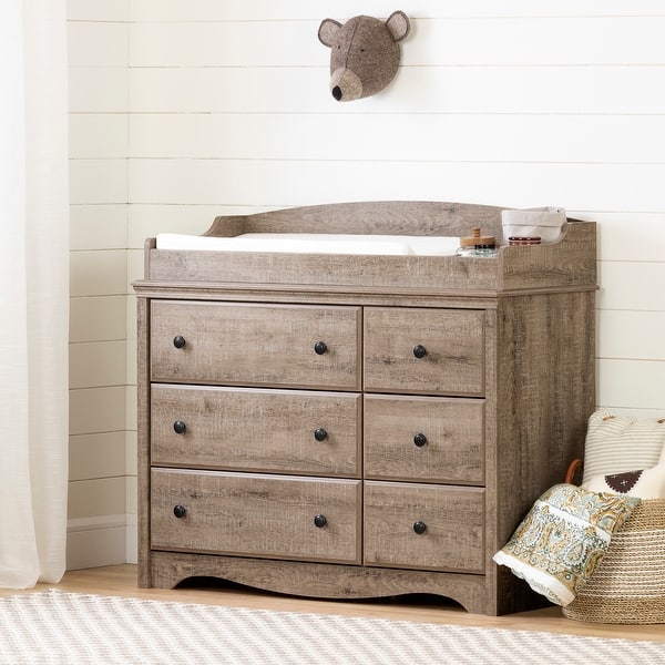 slide 2 of 16, South Shore Angel Changing Table 6-drawers, Weathered Oak - N/A Weathered Oak