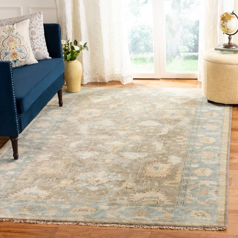 SAFAVIEH Couture Hand-knotted Oushak Taleke Traditional Oriental Wool Rug - 6' x 9' - Brown/Blue