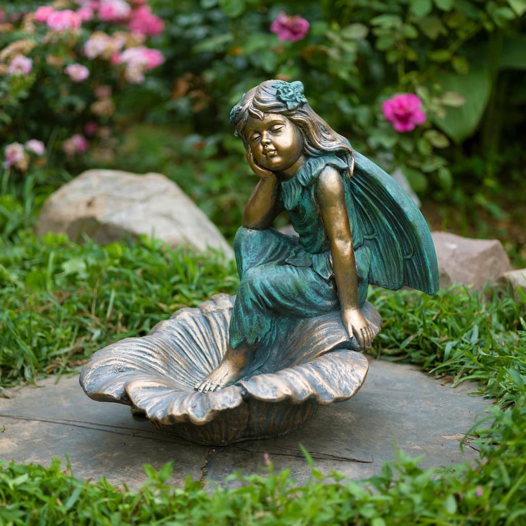 20" Tall Fairy Sitting on Flower Statue "Gardenia"