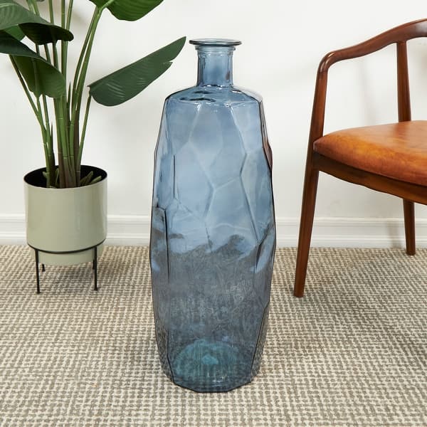 Stylish Recycled Glass Tall Spanish Bottleneck Vase Blue or Teal