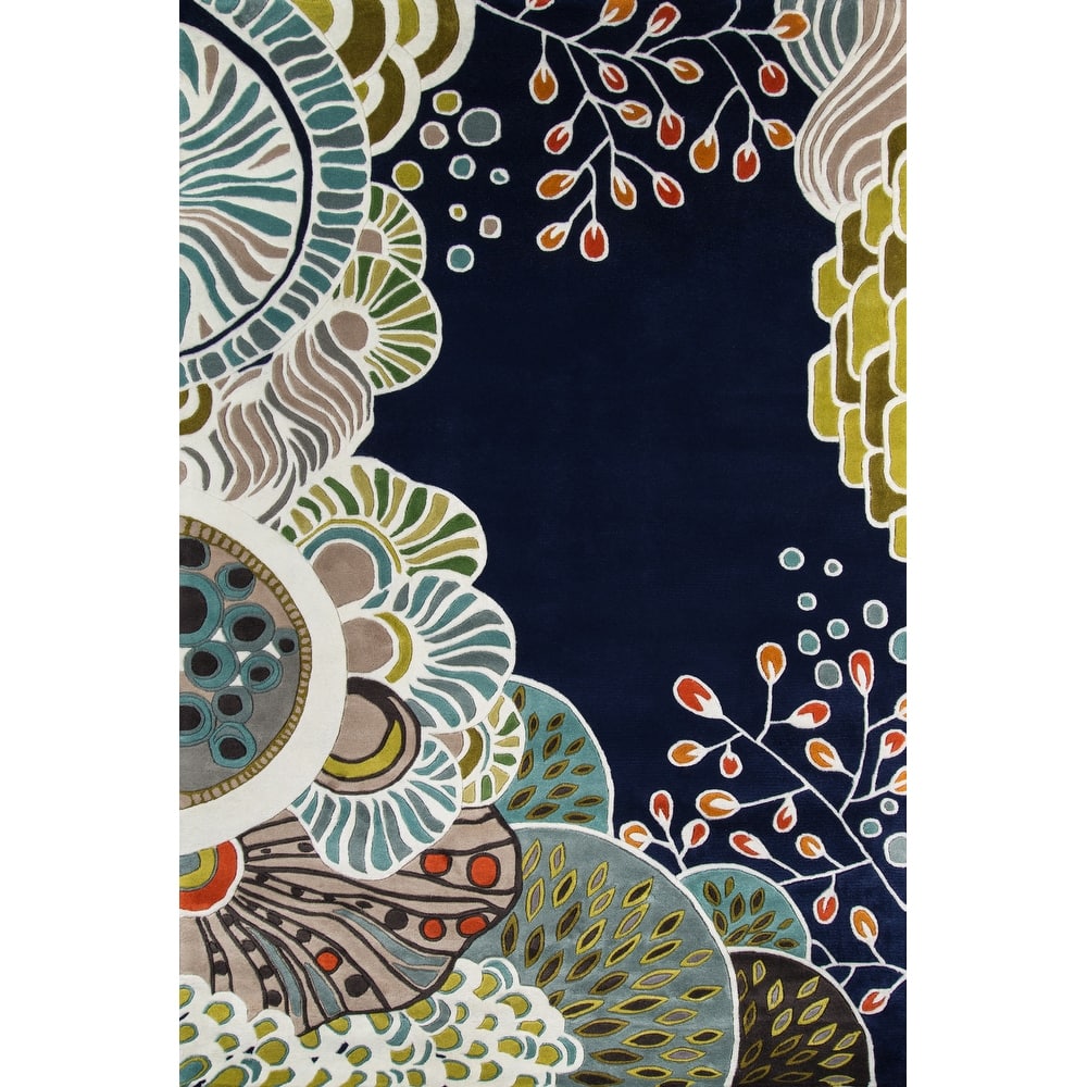 Skyline Decor Navy New Wave Rugs in Rectangle Shape - Big