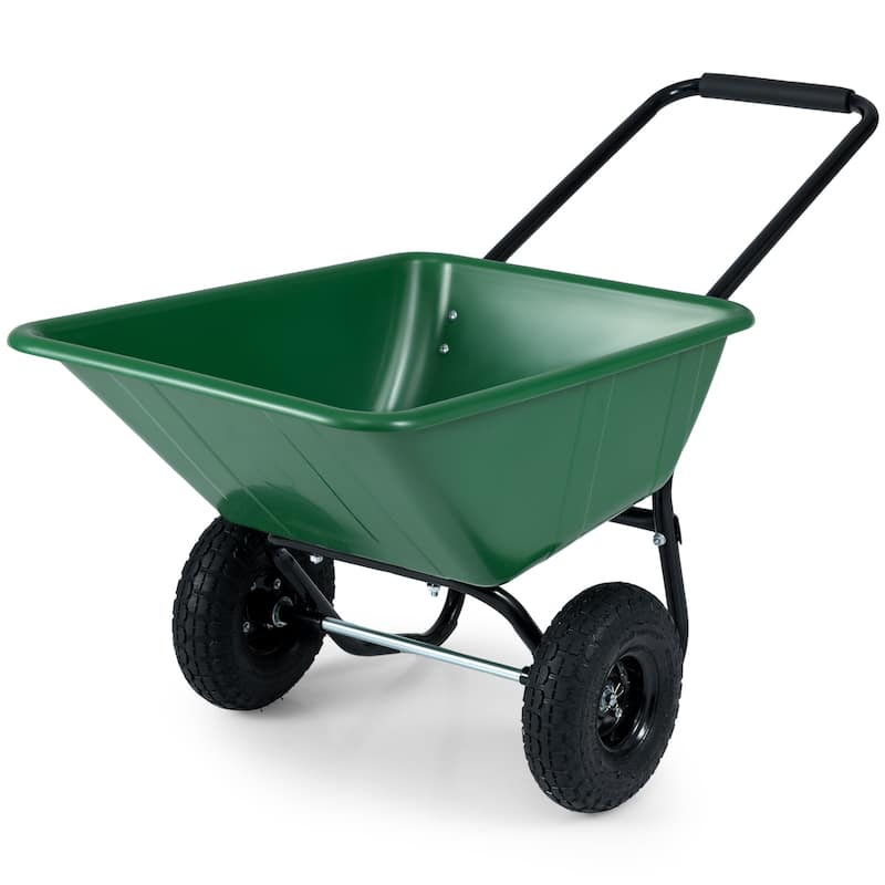 Gymax Dual-Wheel Wheelbarrow w/ Pneumatic Tires 330 LBS Load Capacity - Black