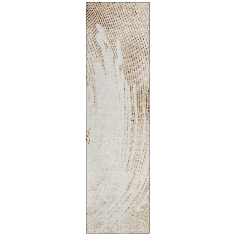Machine Washable Indoor/Outdoor Contemporary Wave Chantille Rug