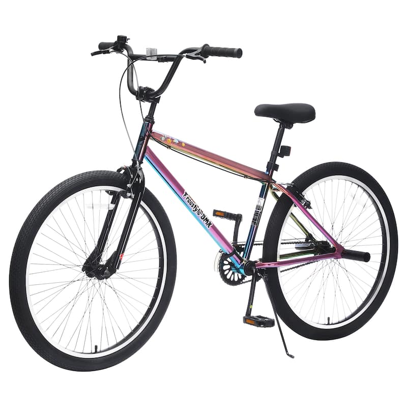 26 Inch Freestyle Bike for Teens, Single-Speed Bicycle with 2 Pegs, Front Caliper Brake, Bicycle for Boys and Girls Ages 14+