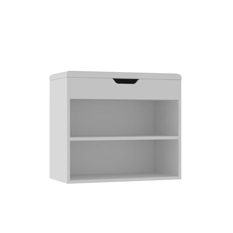 24" Rustic Entryway Shoe Storage Bench Open Shelf (6 Pairs) Shoe Storage Cabinet