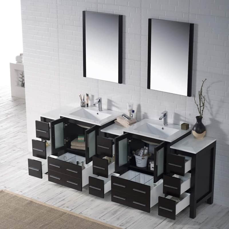 Blossom Sydney 84 Inch Solid Wood Double Sink Vanity with Side Cabinet