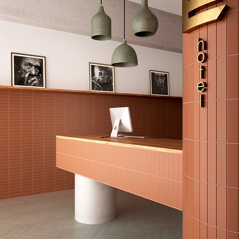 Apollo tile 2" x 8" Arte Matte Red Ceramic Tile (6.46 sq ft/case) - 60 Pack