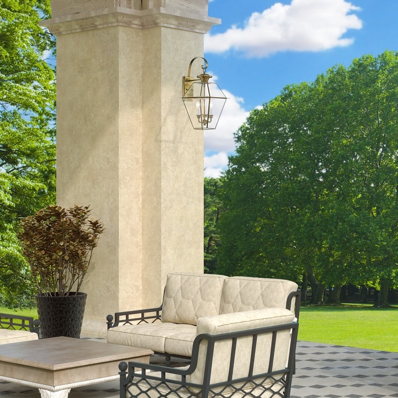 Livex Lighting 3-light Antique Brass Outdoor Wall Lantern, 2381-01 - 12" W x 22.5" H x 13" Ext.
