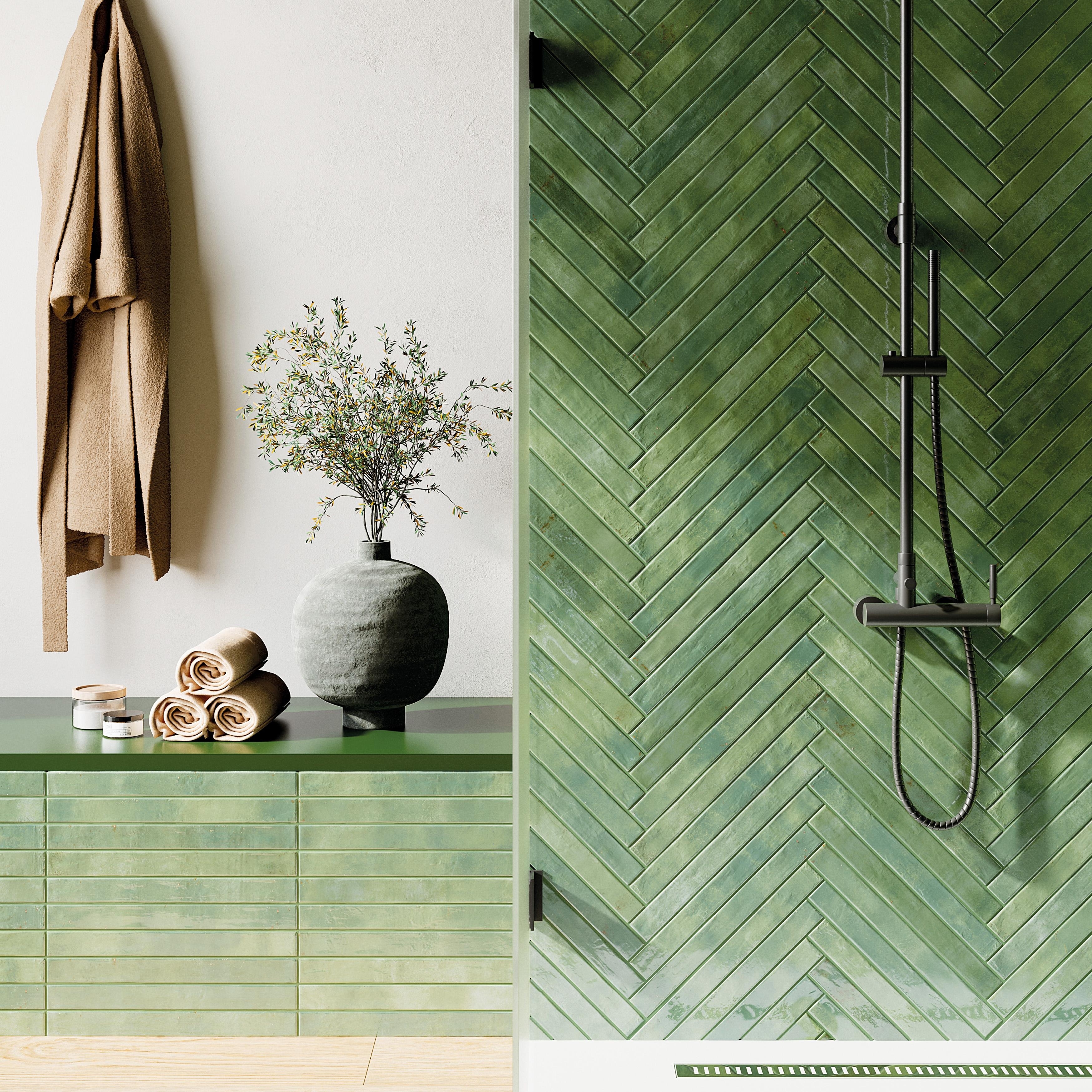 Merola Tile Scottsdale Green 1-7/8" x 17-3/4" Italian Porcelain Floor and Wall Tile
