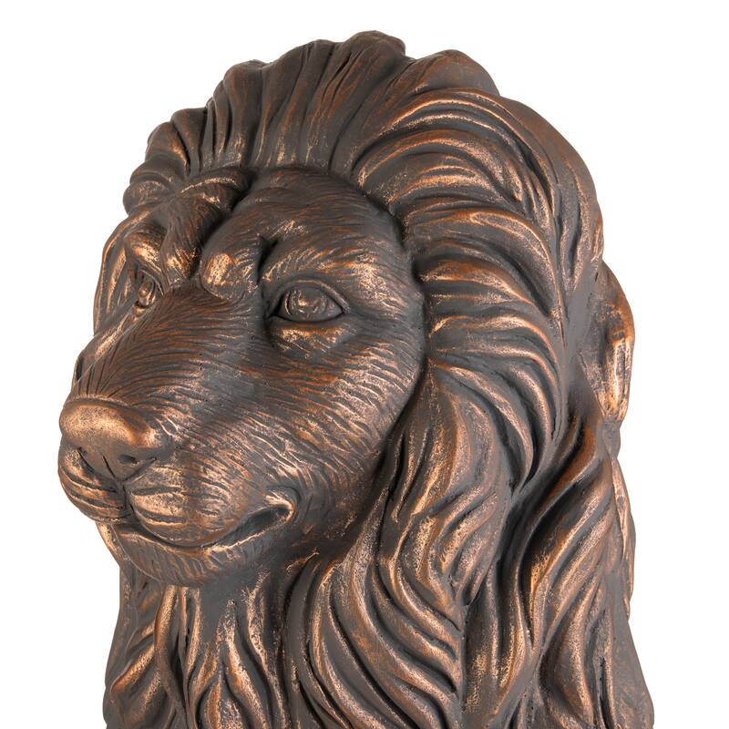 Glitzhome 36.25"H Oversized MGO Bronze/White/Black Sitting Lion Garden Statue