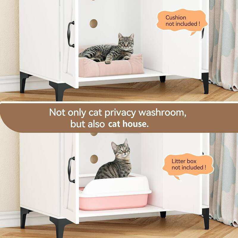 Cat Litter Box Furniture - Enclosed Litter Box with Ample Storage