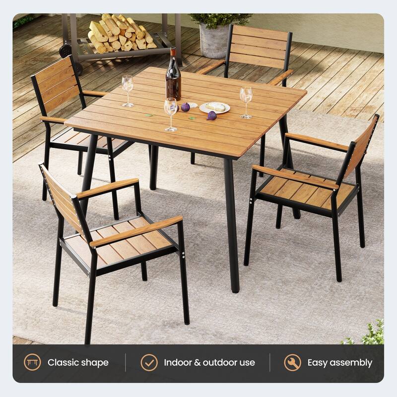 Crestlive Products Outdoor Rectangle Aluminum Dining Table with Umbrella Hole