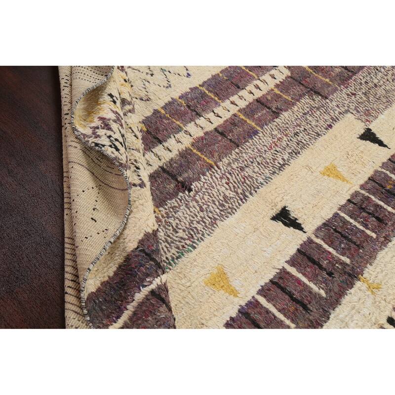 Geometric Tribal Moroccan Wool Area Rug Hand-knotted Oriental Carpet - 8'0" x 10'6"